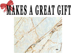 Rogue River Tactical White Brown Marbled Stone Pattern Textured Marble Art Kitchen Glass Cutting Board Modern Decorative Gift Abstract Wavy Contrast Design