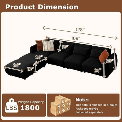 U Shaped Cloud Sectional, Convertible L Shaped Couch - Image 2