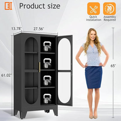 PAOFIN 61" H Locking Display Cabinet - Image 2