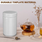 uxcell 2Pcs Round Tea Canisters, 5" x 3" Airtight Metal Tea Containers for Loose Tea, Coffee Beans, Spices - Durable, Compact, and Stylish Storage Tea Tin (White)