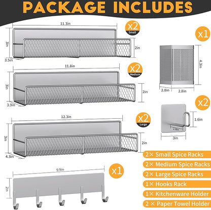 Magnetic Spice Rack for Refrigerator, 10 Pack 100% Metal Strong Magnet Shelf - Image 2