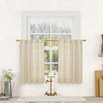 Semi Sheer Linen Curtains 36 Inch Length by LAMIT