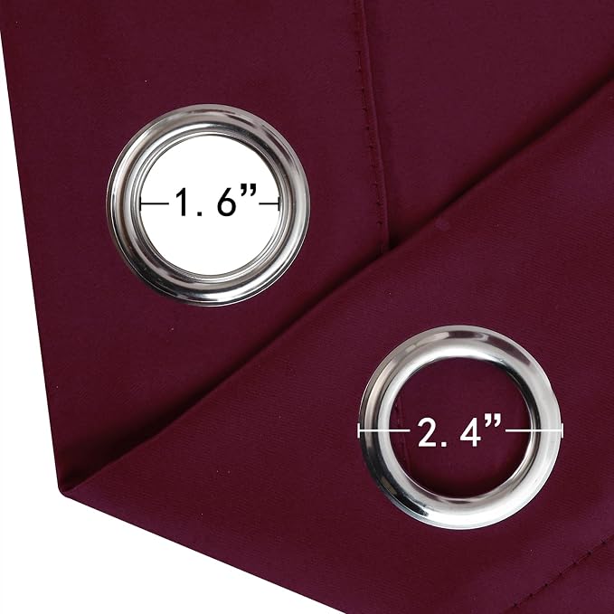 Blackout Curtains 66 x 54 Inch Long Burgundy Red Curtains Set of 2 Panels Room - Image 5