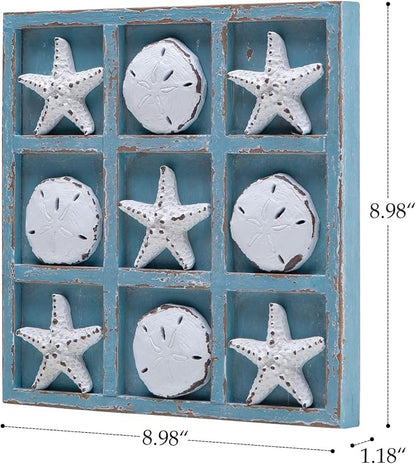 NIKKY HOME Beach Decor Tic Tac Toe Wood Board Travel Game - Image 5