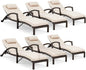 HOMREST Chaise Lounge Chairs Set of 6, PE Rattan Wicker Lounge Chair by HOMREST