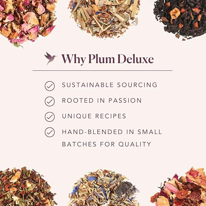 Citrus Mint Green Tea – Refreshing Loose Leaf Blend with Green Tea, Orange, Lemon, Lemongrass and Spearmint – Low Caffeine – Hot or Iced – 60 to 80 Cups – No Added Sugar – Hand Crafted in USA - Plum Deluxe