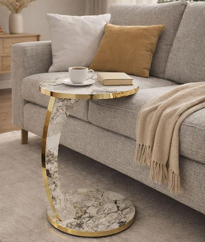 Luxury C Shaped Golden Effect Side Table - Image 8