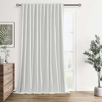 100% Blackout Extra Wide 100 Inch Linen Silding Door Curtains 90 Inches Long by Guken