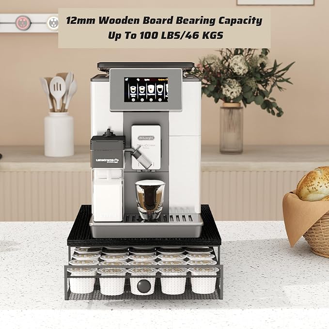 K Cup Organizer, Coffee Pod Holder Drawer, Under Brewer Storage Organizer with Sliding Drawer holds up to 35 K-Cup Pods, No Assembly Needed, Black