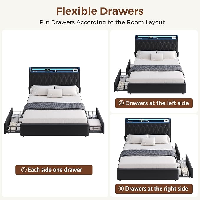 Queen LED Velvet Bed Frame - Image 6