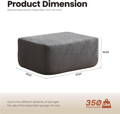 ovios 37" Corduroy Ottoman, Upholstered Cloud Ottoman - Image 2