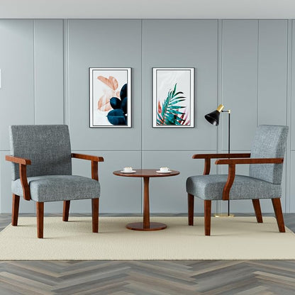 2PCS Accent Chairs with Table Set, Fabric Upholstered Modern Accent Armchair - Image 6