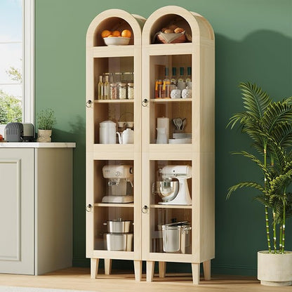 71" Tall Arched Cabinet with Acrylic Door, Modern Curio Arched Bookcase with - Image 6