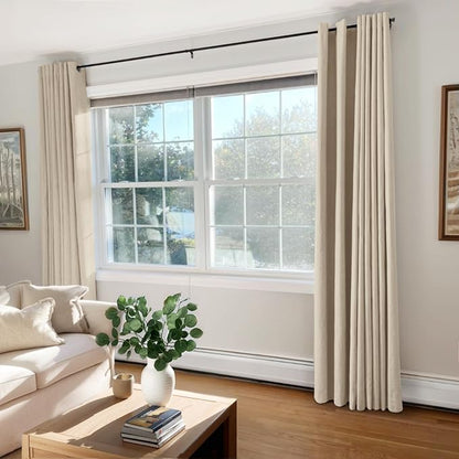 Linen Textured Total Blackout Curtains 84 Inches Long, Natural Flax | 100% - Image 7