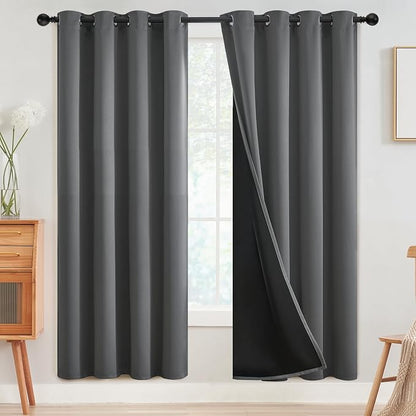 SimpleHome Grey 100% Blackout Curtains Room Darkening Living Room 72 Inch | by SimpleHome