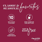 Thoughtfully Gourmet, Coffee Syrup Sampler Gift Set, Syrup Flavors Include Salted Caramel, Vanilla, Mocha, Hazelnut, Pumpkin Spice, & More, Set of 10