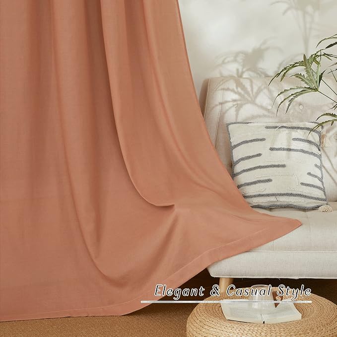 NICETOWN Terracotta Linen Kitchen Curtains 36 inch Length, Decorative Thick - Image 7