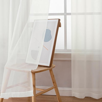 Simplebrand Rod Pocket Top Solid Voile Sheer Curtains - Image 3