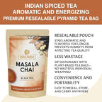 BREWIX, Masala Chai Tea Bags (22 Pyramid Tea Bags) Strong, Robust & Spicy - Pure Ingredients | Black Tea, Cinnamon, Ginger, Black Pepper, Cardamom & Cloves, Packed in Resealable Ziplock Pouch