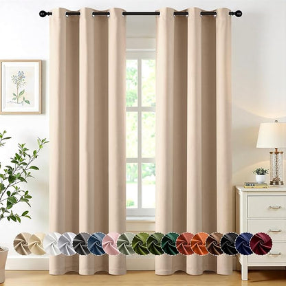 MIULEE Blackout Curtains for Bedroom 2 Panels 40 x 80 Inch Long Beige | Thermal by MIULEE
