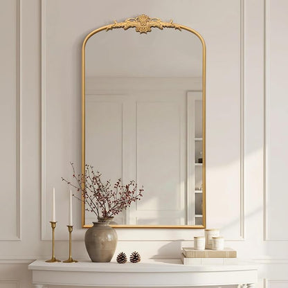 Besdomus Large Vintage Arched Mirror: 24"x42" French Arch Gleaming Gold Antique by Besdomus