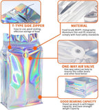 Coffee Bags with Valve (50 PCS,8oz/0.5lb) Holographic High Barrier Aluminum Foil Flat Bottom Standing Coffee Beans Storage Packaging Bags, Reusable Heat Seal Side Zipper Pouches for Small Business