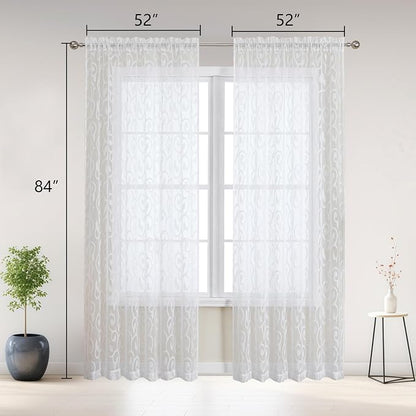 Furman Sheer White Curtains 84 inches Long - Image 2