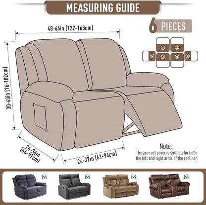 TAOCOCO Recliner Loveseat Slipcover, 6 Pieces Dual Recliner Sofa Covers - Image 5