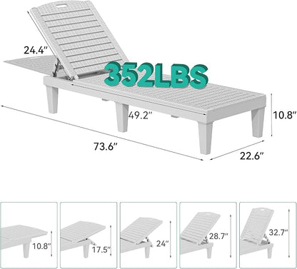 YITAHOME Outdoor Chaise Lounge Chair, Plastic Pool Chaise Lounge - Image 3
