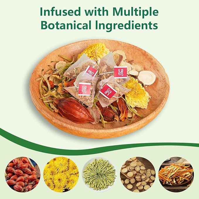12 Tea Bags Chicory & Gardenia Herbal Tea - Gardenia, Chicory, Honeysuckle, Licorice, Tangerine Peel, Natural Sugar Free Blend, Vegan & Caffeine Free (1pc)