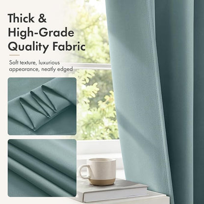MIULEE 4 Panels Set Dusty Blue Blackout Curtains 63 Inch Length Bedroom | - Image 6