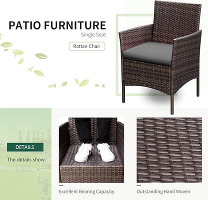 Greesum 3 Pieces Patio Furniture Sets Outdoor PE Rattan Wicker Chairs - Image 5