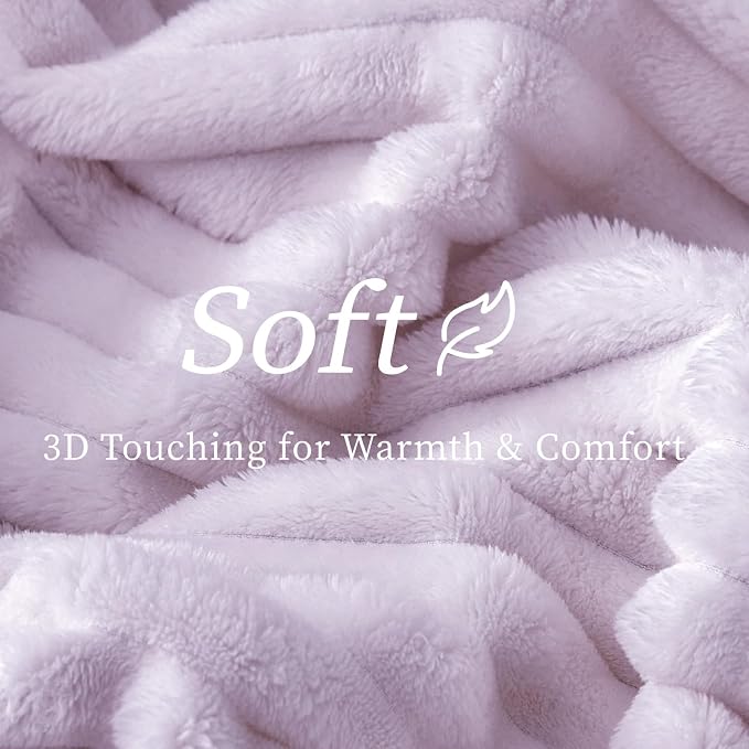 BEDELITE Striped Fleece Throw Blanket, Lavender Fog, Soft Cozy, Lightweight Warm - Image 6
