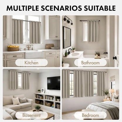 MIULEE Set of 4 Cobblestone 45 Inch Short Blackout Kitchen Window Curtains | - Image 5