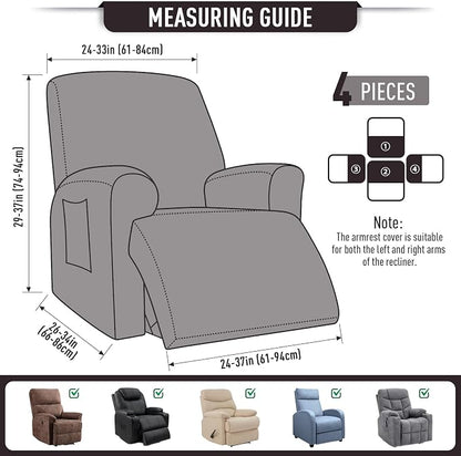 TAOCOCO Recliner Cover 4-Pieces, Recliner Stretch Sofa Slipcover, Recliner - Image 5
