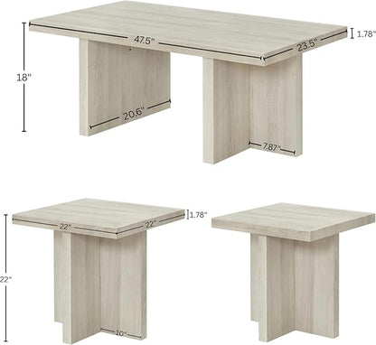 Roundhill Furniture Mchome 3-Piece Coffee Table Set, Coffee Table and Two End - Image 17