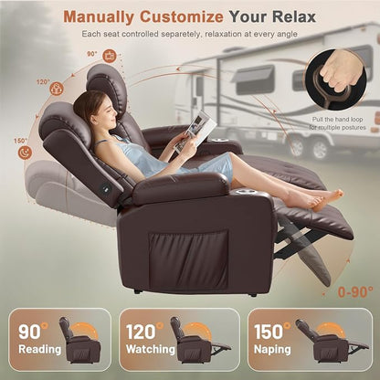 RV Loveseat Recliner Sofa, Wall Hugger Massage Reclining RV Couch - Image 8