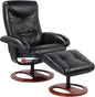 BenchMaster Newport Black Swivel Recliner and Slanted Ottoman by Benchmaster