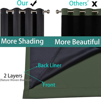 Yakamok Greyish Green 100% Blackout Curtains 63 Inches Long 52" Wide, 2 Thick - Image 6
