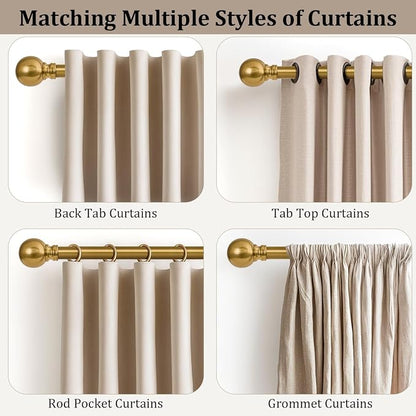 Modern Gold Curtain Rods for Windows 48 to 84 Inch 1" Diameter Adjustable Heavy - Image 4