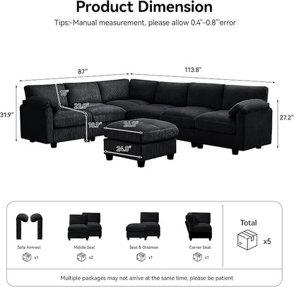 114'' V-Shaped Sectional Cloud Couch - Image 2