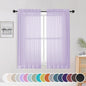 Light Purple Sheer Curtains 54 Inch Length 2 Panels Set, Rod Pocket Voile Sheer by OWENIE