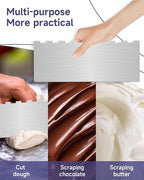 12 Inch Stainless Steel Cake Scraper Set of 2, Metal Cake Scraper Double Sided Patterned Edge for Icing Smoother,Tall Cake Scraper, Cake Combs for Buttercream