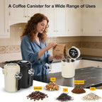 Coffee Canister, Airtight Stainless Steel Kitchen Food Storage Container With Spoon And Date Tracker, For Ground Coffee, Cereal, Bean, Tea,Sugar (black)