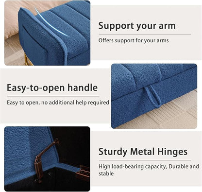 66'' King Size Storage Bench for Bedroom, Teddy Boucle End of Bed Benches for - Image 7