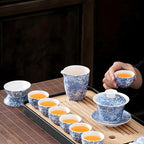 ICHAG Chinese Tea Set, Gongfu Tea Sets for Adults, Asian Gaiwan Teaset, 14-Piece Yangzhi Jade (羊脂玉茶具) with Suspended Gaiwan & Tea Pet, Portable Travel Teaset for Home, Outdoor, Office Gifts