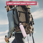 Slim Insulated Water Bottles for Travel 32oz with Clip, Double Wall Vacuum Stainless Steel Water Bottle Keeps Drinks Cold 24 Hrs/Hot 12 Hrs, 100% Leakproof, BPA Free(Pink)