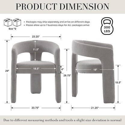 Modern Chenille Dining Chairs Set of 2, Upholstered Barrel Chairs - Image 2