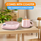 Coffee Mug Warmer - Fastest Heating & Highest Temperature, Coffee Cup Warmer for Desk Auto Shut Off, 4 Temp Settings & 1-12H Timer, Smart Electric Beverage Warmer for Coffee, Tea (Pink)