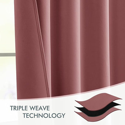 MIULEE Dusty Rose Back Tab Blackout Curtains 52x102 Inch Long 2 Panels Set | - Image 7